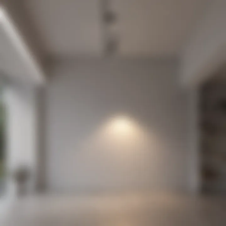 Contemporary T8 shop light fixture illuminating a minimalist interior