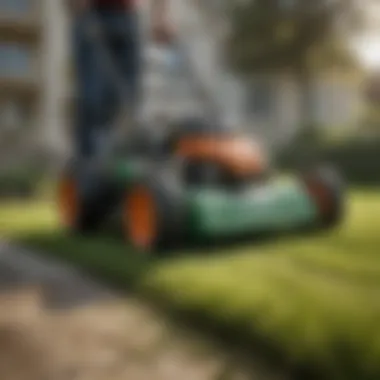 Revolutionizing lawn care with dual-functionality Innovative dual-purpose lawn care tool in action