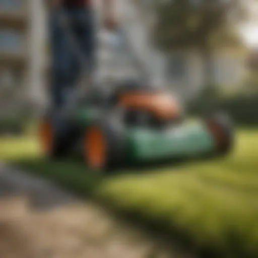 Revolutionizing lawn care with dual-functionality Innovative dual-purpose lawn care tool in action