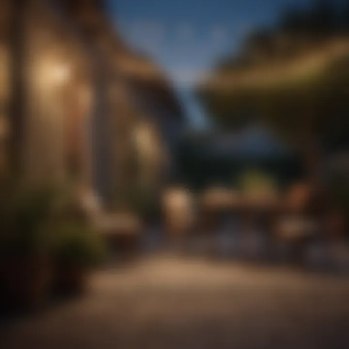 Creative arrangement of string lights in outdoor setting
