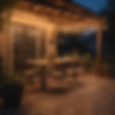 Warm glow of string lights enhancing patio decor