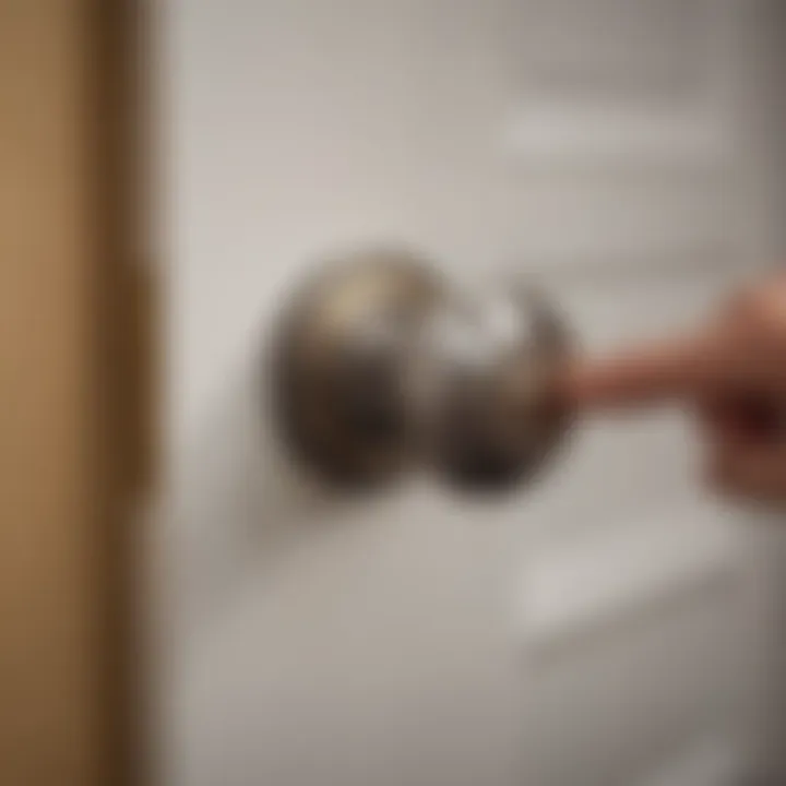 Illustration demonstrating the installation of a new Kwikset door knob