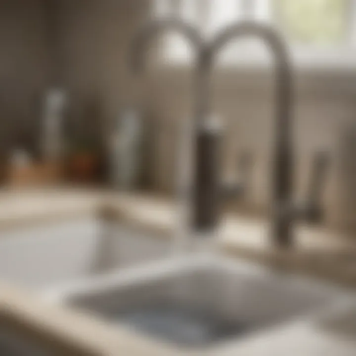 Close-up of water filter installation under a kitchen sink