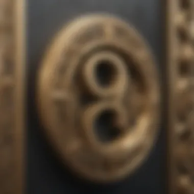 Close-up of intricate brass street number detail