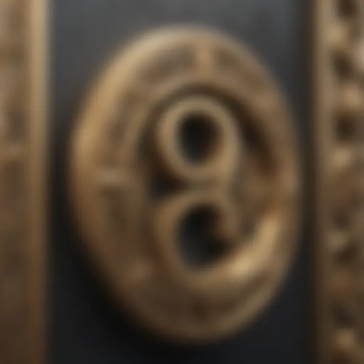 Close-up of intricate brass street number detail