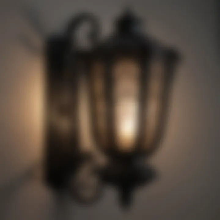 Intricate Design Intricate design details of a black lantern sconce