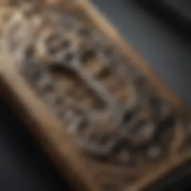 Close-up of intricate key blank design