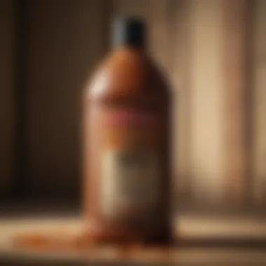 Close-up of Iron Out liquid rust stain remover bottle showcasing its powerful formula