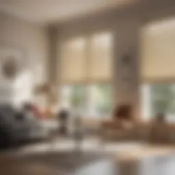 Elegant ivory window blinds in a modern living room