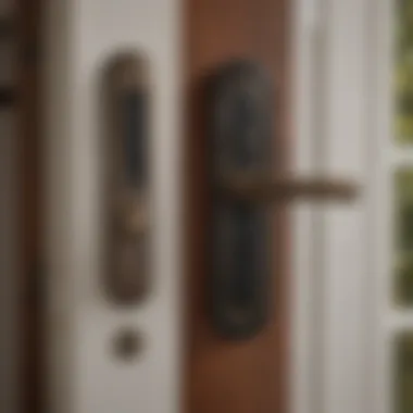 Close-up of a keyless entry lock for patio screen door