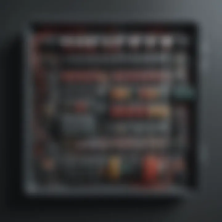 Fuse box with labeled fuses illustration