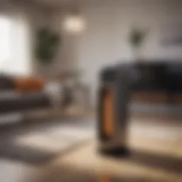 A sleek Lasko space heater in a modern living room