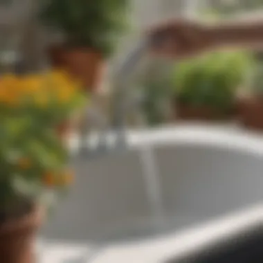 Gardening Applications Illustration depicting the practical applications of using a laundry tub faucet to garden hose adapter in gardening