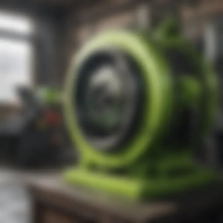 Vibrant lime green spray paint on industrial machinery