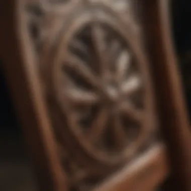 Close-up of the intricate woodwork details on the rocker