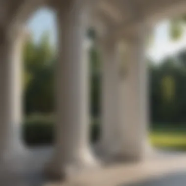 Doric Order Column in Outdoor Setting Majestic Doric Order White Outdoor Column