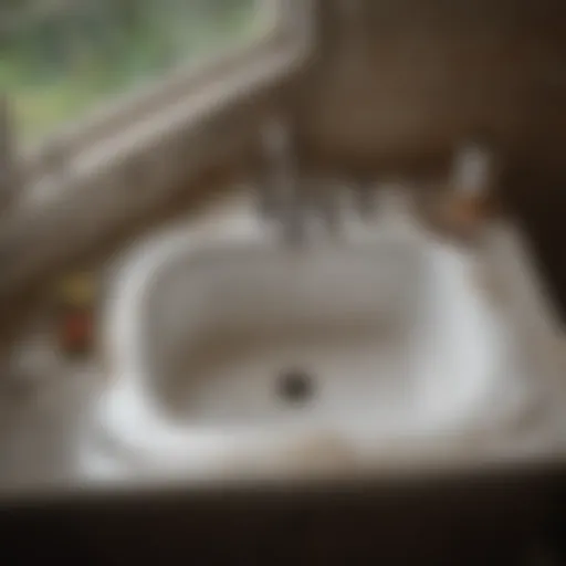 Illustration of a Victorian-era Mansfield sink disappearing underground