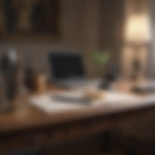 Elegant desk surface with modern stationery