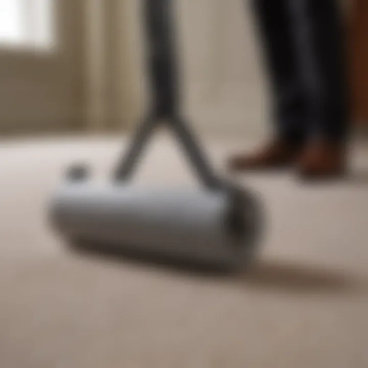 Roller tool used to ensure secure adherence of carpet protector