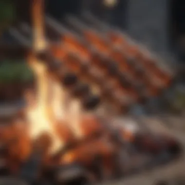 Sizzling Skewers on Fire Pit Outdoor fire pit with sizzling skewers
