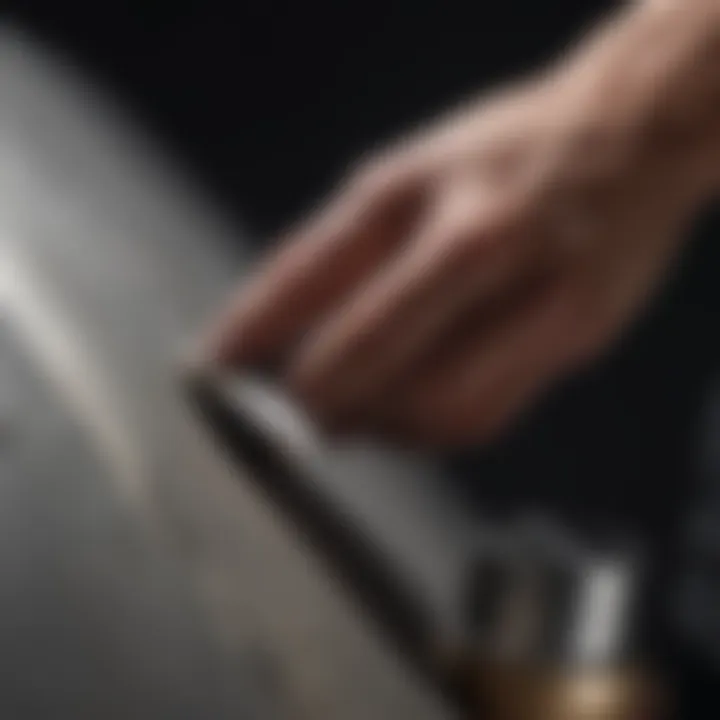 Artist's hand delicately holding a paintbrush for detailed work