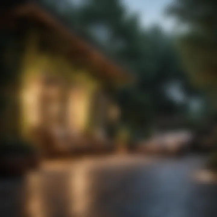 Tranquil Outdoor Lighting amidst Nature Patio Light Set Overlooking Lush Greenery