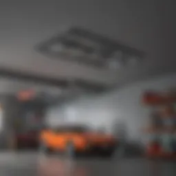 Overview of garage ceiling storage hooks in use