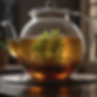 Tea Leaves Infusing in Glass Kettle