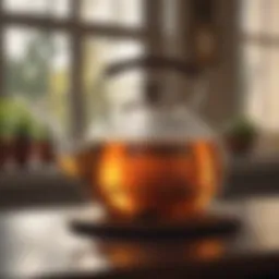 Elegant Glass Tea Kettle in Sunlight