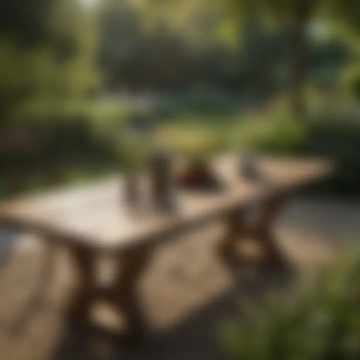 Minimalist Wooden Garden Table in Serene Setting