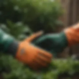 Close-up of Miracle-Gro garden care gloves showcasing texture and durability