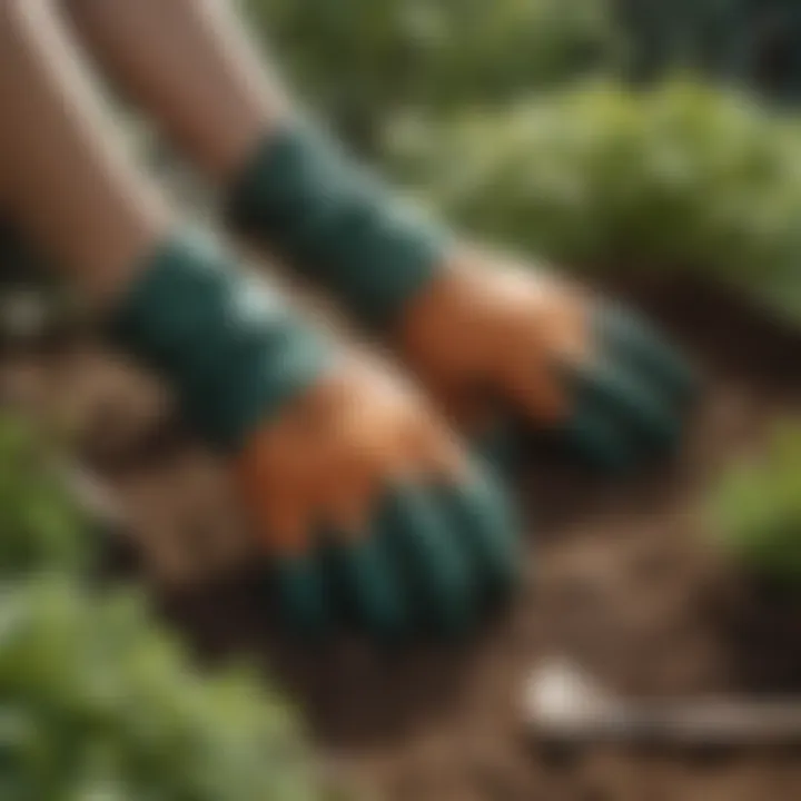 Functionality in Gardening with Miracle-Gro Gloves Miracle-Gro gloves in action while gardening, highlighting functionality