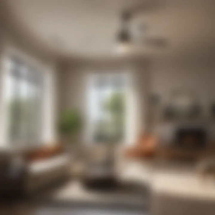 Modern Living Space with Hunter Ceiling Fan