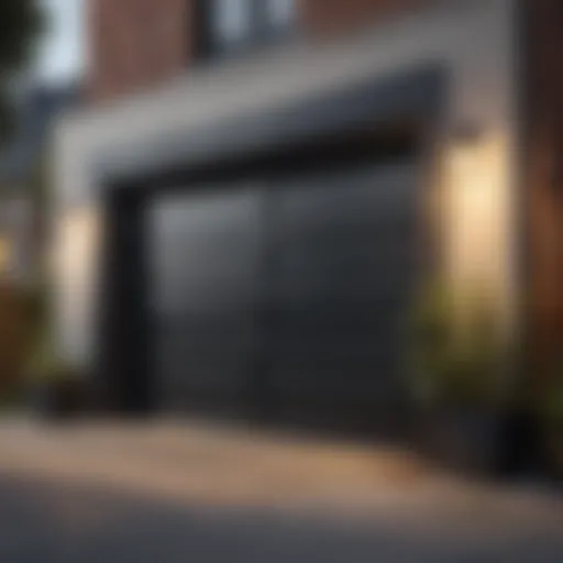 Modern minimalist 8 ft tall garage door in sleek black color