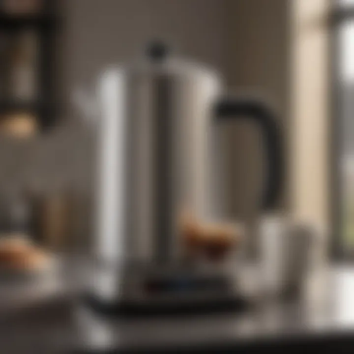Modern Stainless Steel 4-Cup Percolator with Illuminated Display