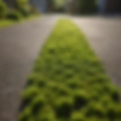 Vibrant green moss covering a driveway