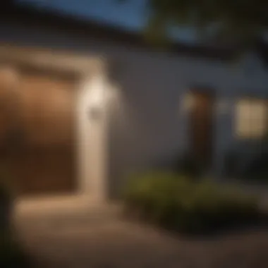 Enhanced Outdoor Security with Motion Sensor Light Battery-powered motion sensor light enhancing outdoor security at night