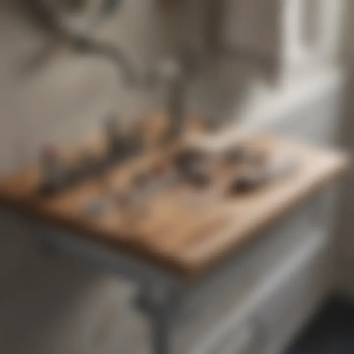 Installation tools laid out neatly for flush handle kit setup