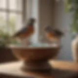 Elegant ceramic bird waterer