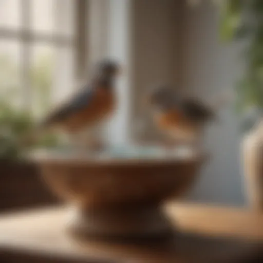 Elegant ceramic bird waterer