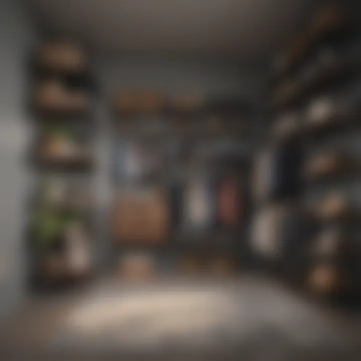 Organized closet with customizable shelving options