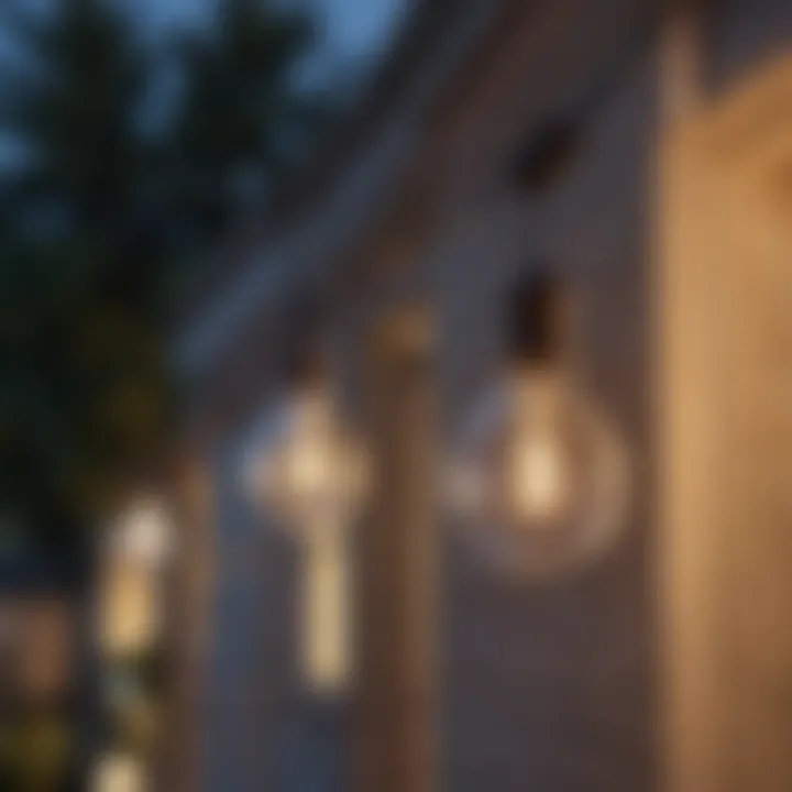 Outdoor lights hanging on wire