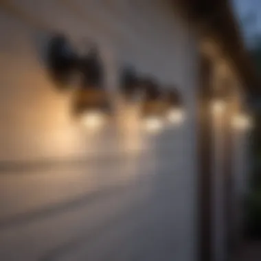 Outdoor space with multiple bug-repelling porch lights