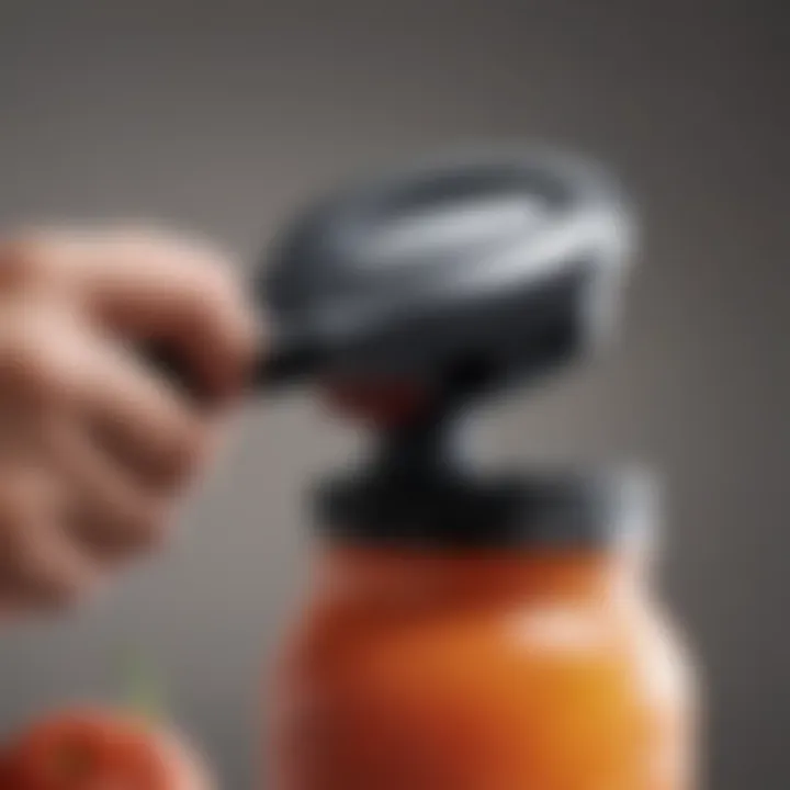 Close-up of ergonomic handle of Oxo Good Grips Jar Opener