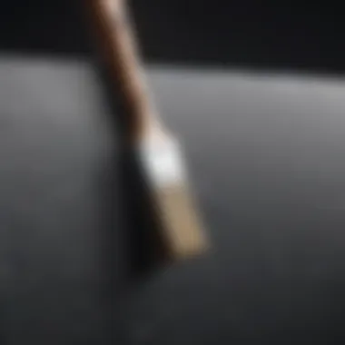 Latex paint brush in action on canvas
