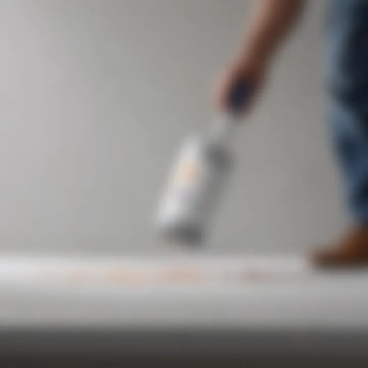 Paint roller on fresh white canvas