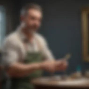 Painter Using Valspar Professional Interior Latex Paintbrush