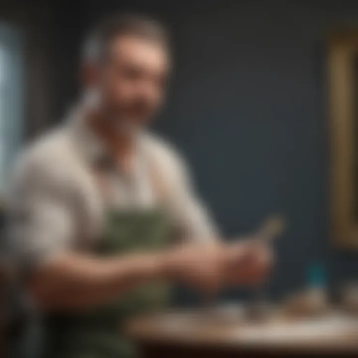 Painter Using Valspar Professional Interior Latex Paintbrush