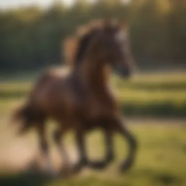 Elegant horse galloping through a field