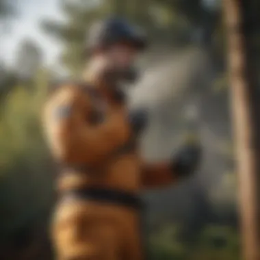 Person safely using hornet repellent spray outdoors